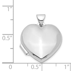 Sterling Silver Rhodium-plated Polished 18mm Heart Locket