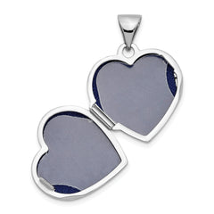 Sterling Silver Rhodium-plated 15mm Floral Heart Locket