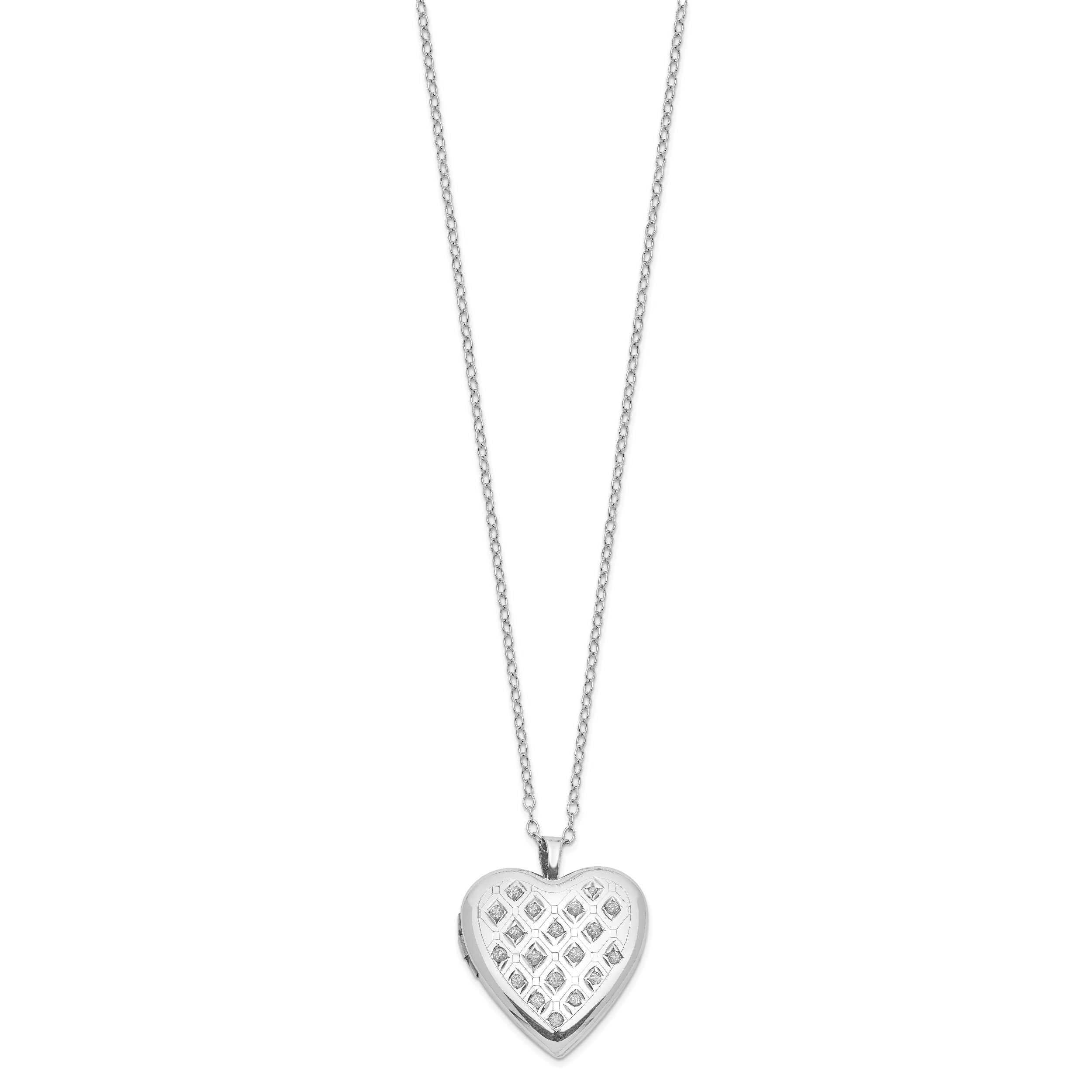 Diamond Fascination Diamond Mystique Sterling Silver Platinum-plated Diamond Heart Locket