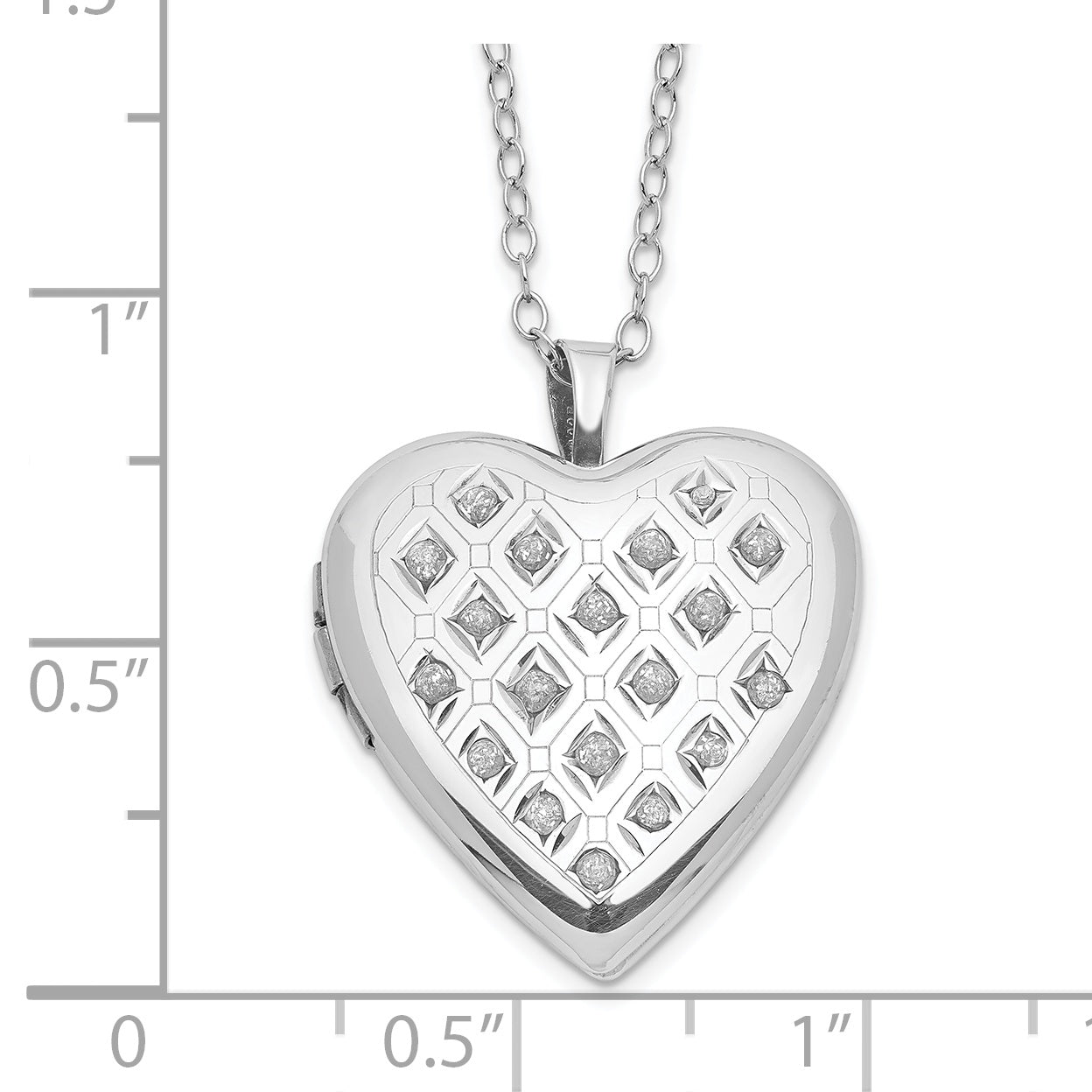 Diamond Fascination Diamond Mystique Sterling Silver Platinum-plated Diamond Heart Locket