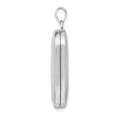 Sterling Silver Rhodium-plated 30mm Polished Tree Rectangular Locket