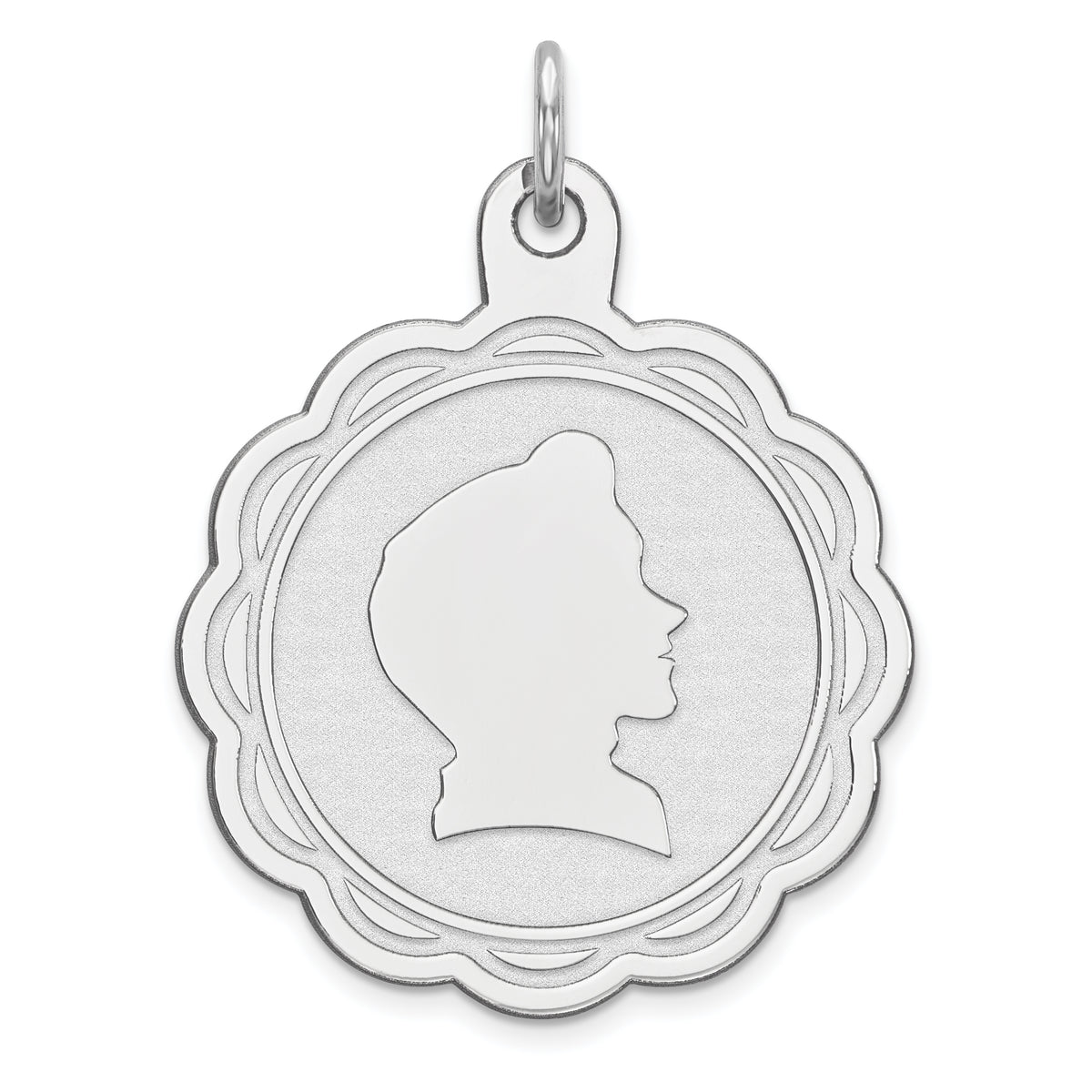 Sterling Silver Rhodium-plated Engraveable Boy Disc Charm