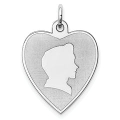 Sterling Silver Rhodium-plated Engraveable Boy Disc Charm