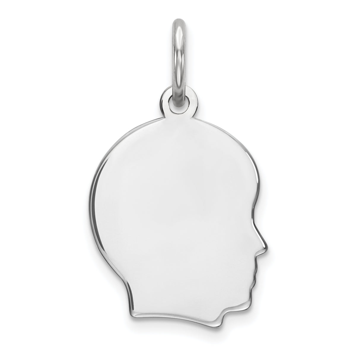 Sterl Silver Rh-plt Engraveable Boy Polished Front/Satin Back Disc Charm