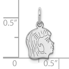 Sterl Silver Rh-plt Engraveable Girl Polished Front/Satin Back Disc Charm