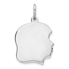 Sterl Silver Rh-plt Engraveable Girl Polished Front/Satin Back Disc Charm