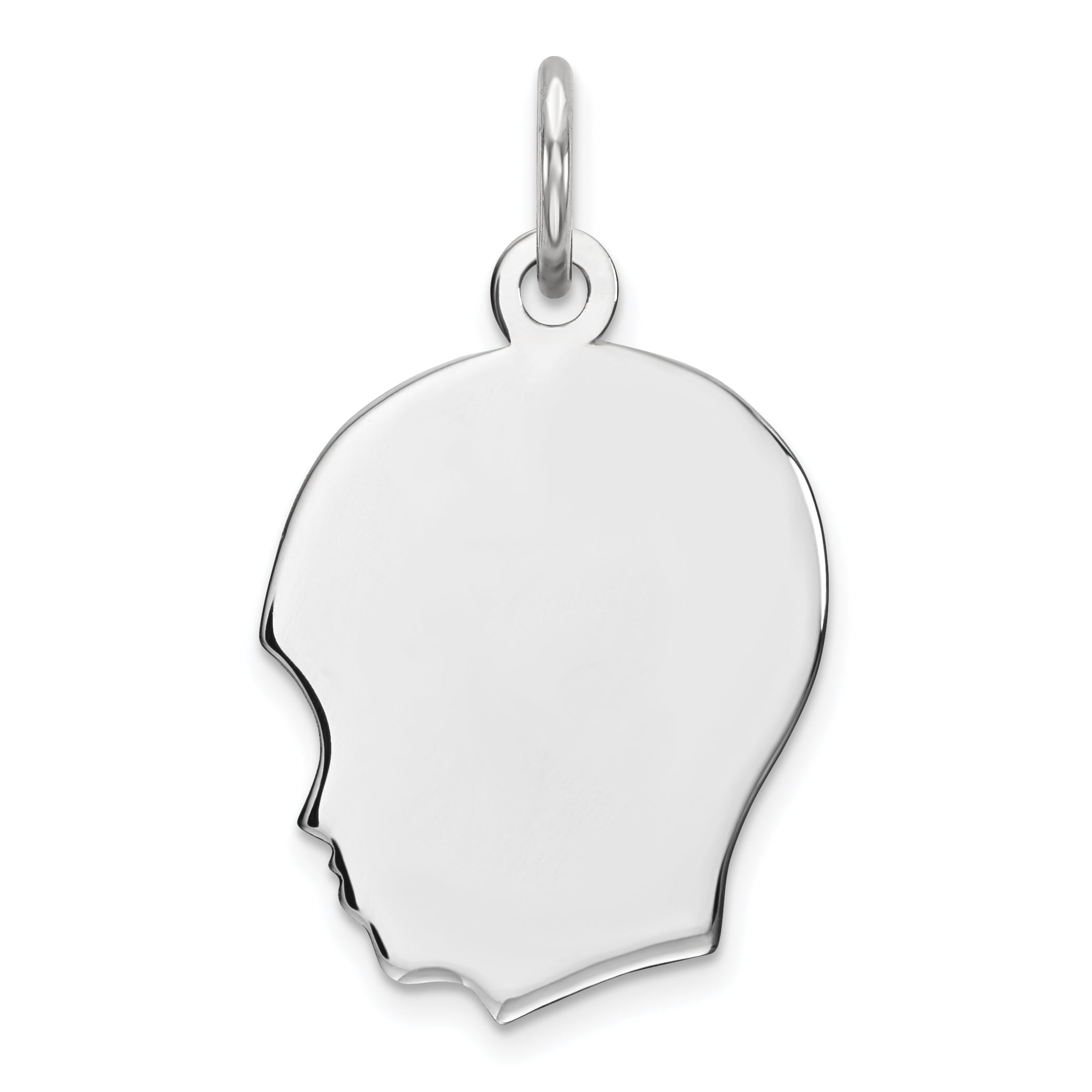 Sterl Silver Rh-plt Engraveable Boy Polished Front/Satin Back Disc Charm