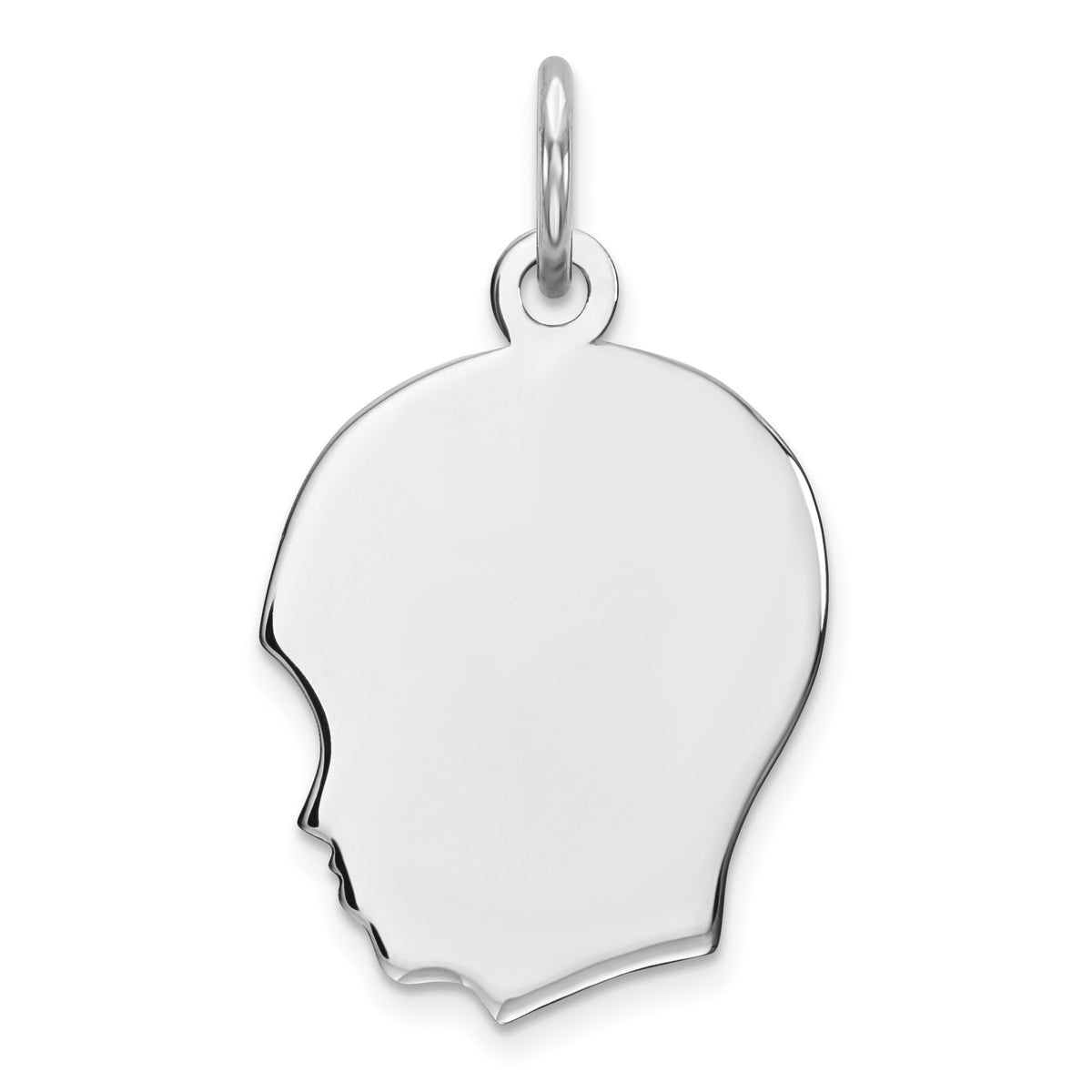 Sterl Silver Rh-plt Engraveable Boy Polished Front/Satin Back Disc Charm