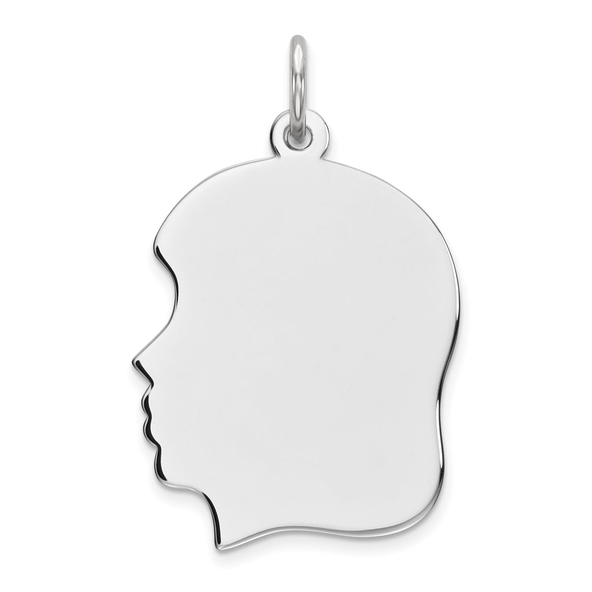 Sterling Silver Rhod-plate Eng. Girl Polished Front/Satin Back Disc Charm