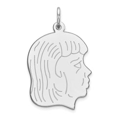 Sterl Silver Rh-plt Engraveable Girl Polished Front/Satin Back Disc Charm