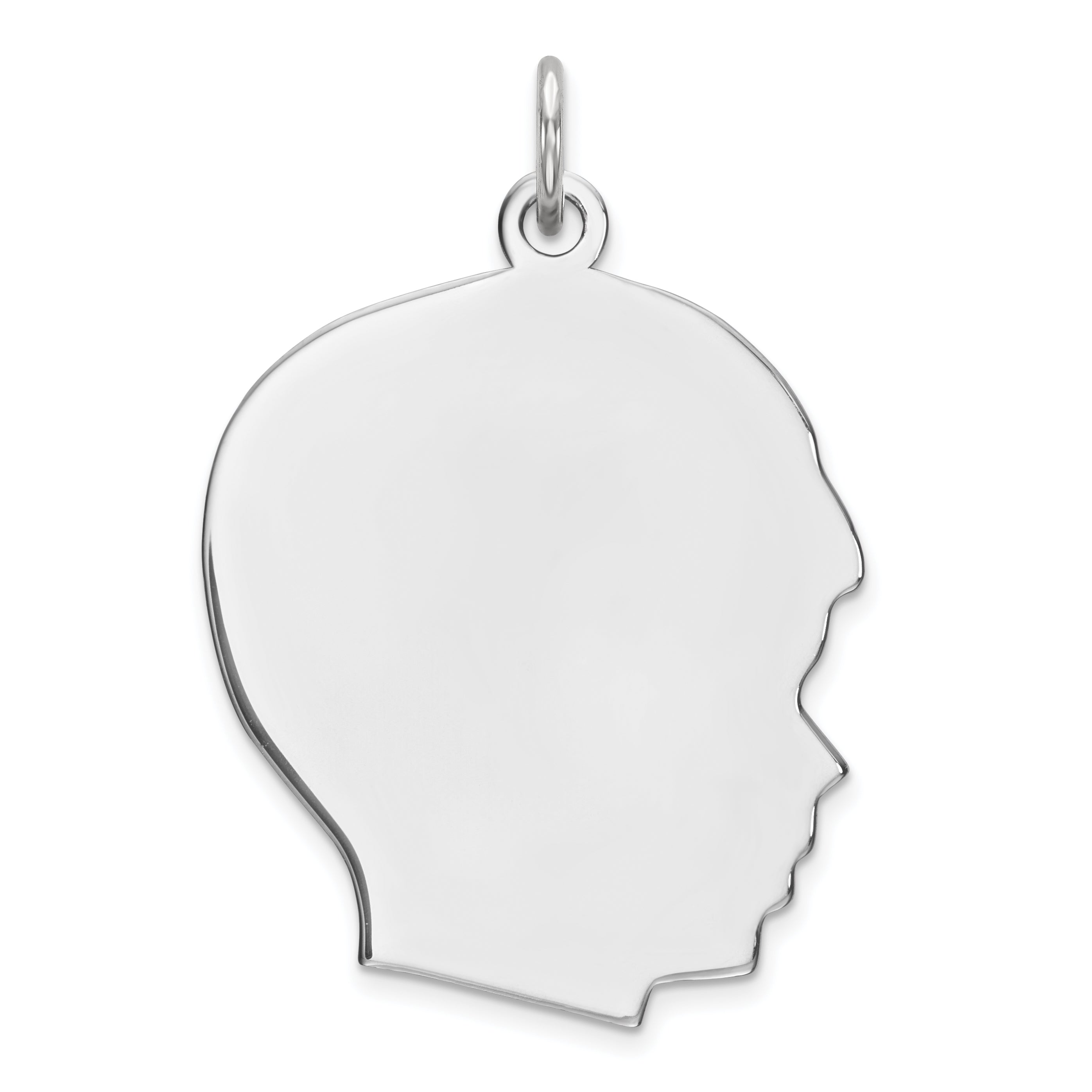 Sterl Silver Rh-plt Engraveable Boy Polished Front/Satin Back Disc Charm