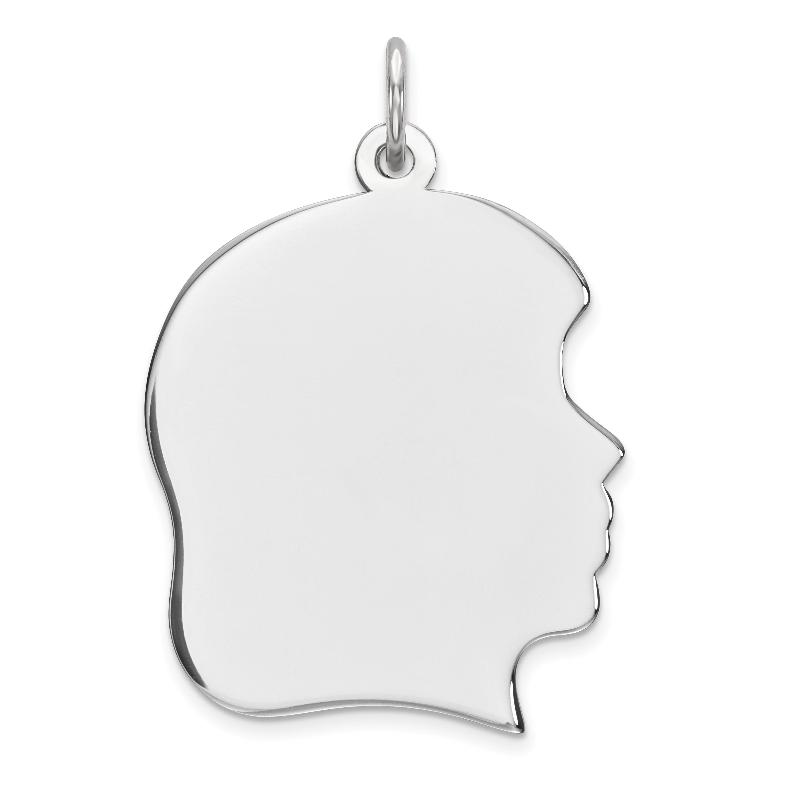 Sterl Silver Rh-plt Engraveable Girl Polished Front/Satin Back Disc Charm