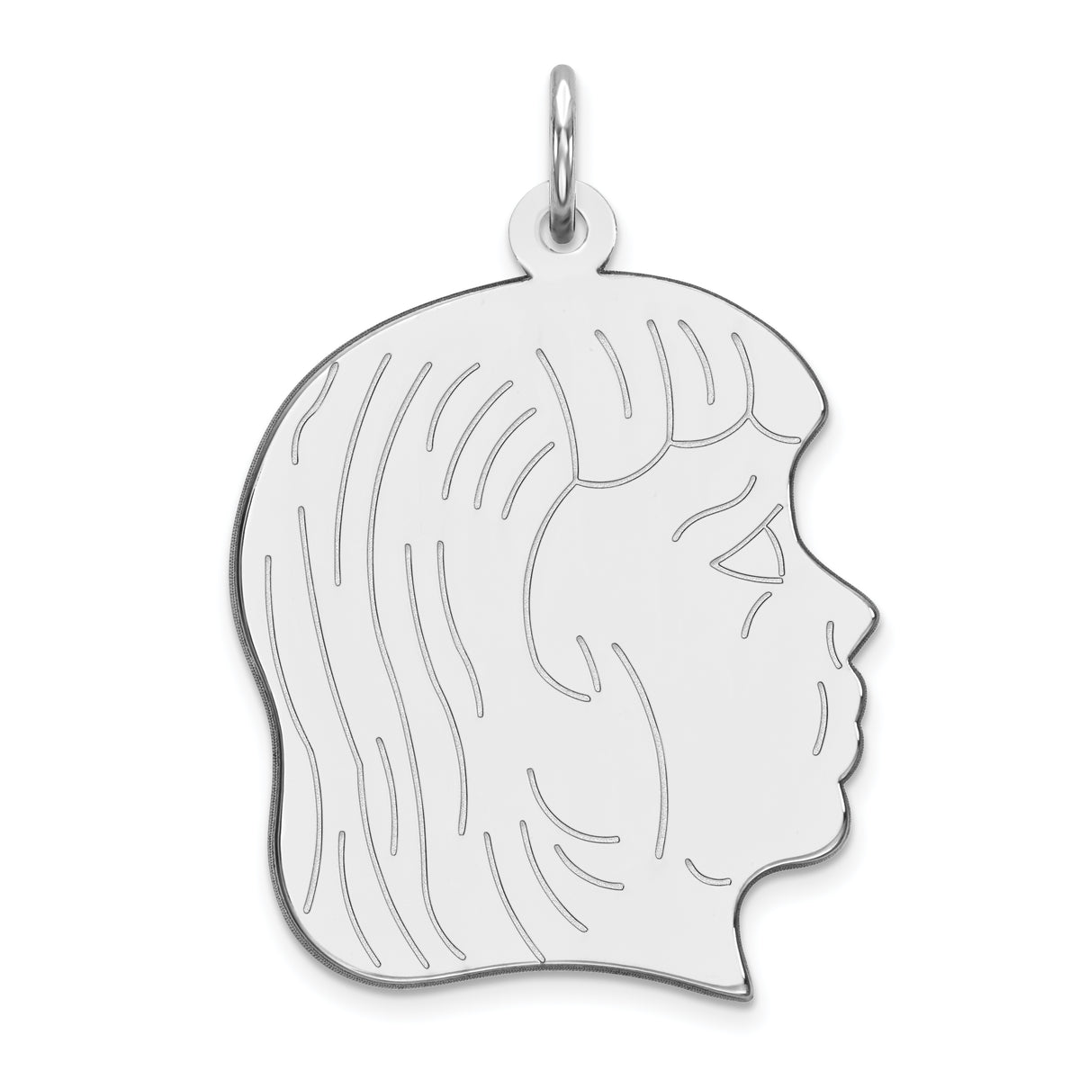 Sterling Silver Rhod-plated ENG. Girl Polished Front/Satin Back Disc Charm