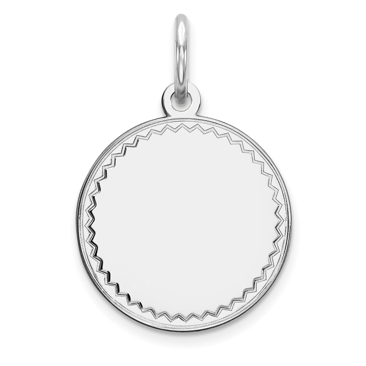 Sterling Silver Rhod-plated Eng. Rnd Polish Front/Satin Back Disc Charm