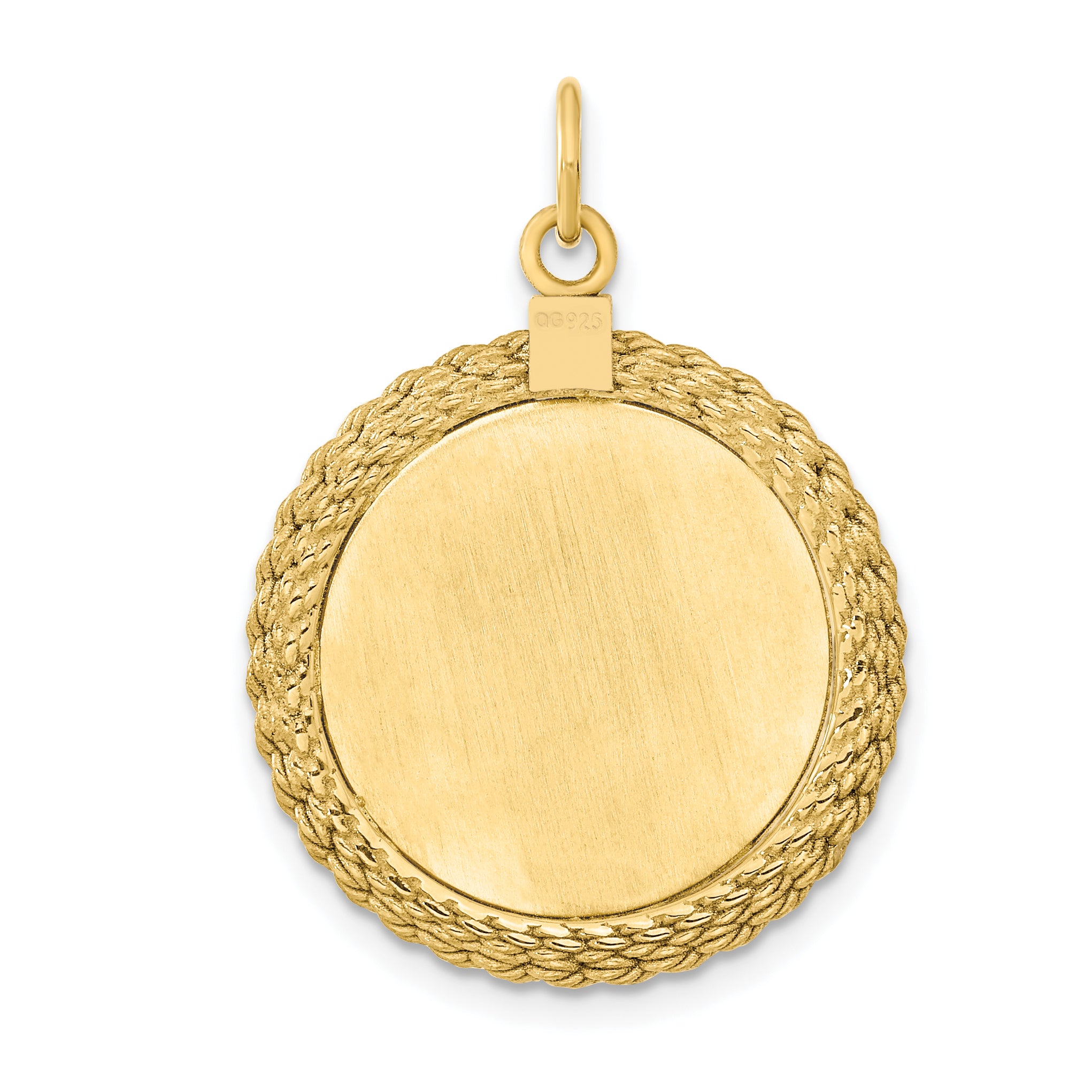 SS Gold Plate Engraveable Round with Rope Polished Front/Satin Back Disc