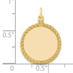 SS Gold Plate Engraveable Round with Rope Polished Front/Satin Back Disc