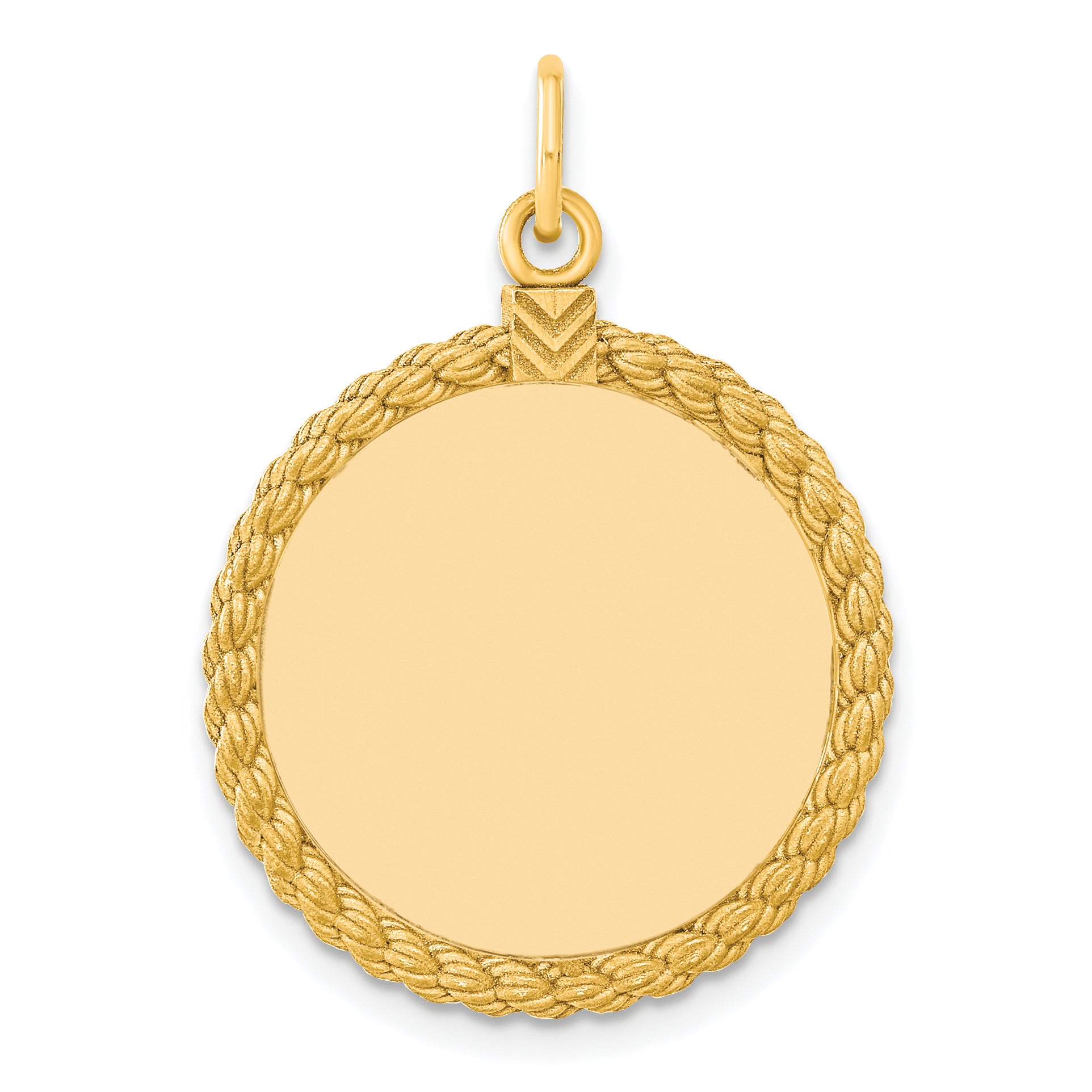 SS Gold Plate Engraveable Round with Rope Polished Front/Satin Back Disc