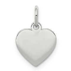 SS Rh-plt Engraveable Heart Polished Front/Satin Back Disc Charm