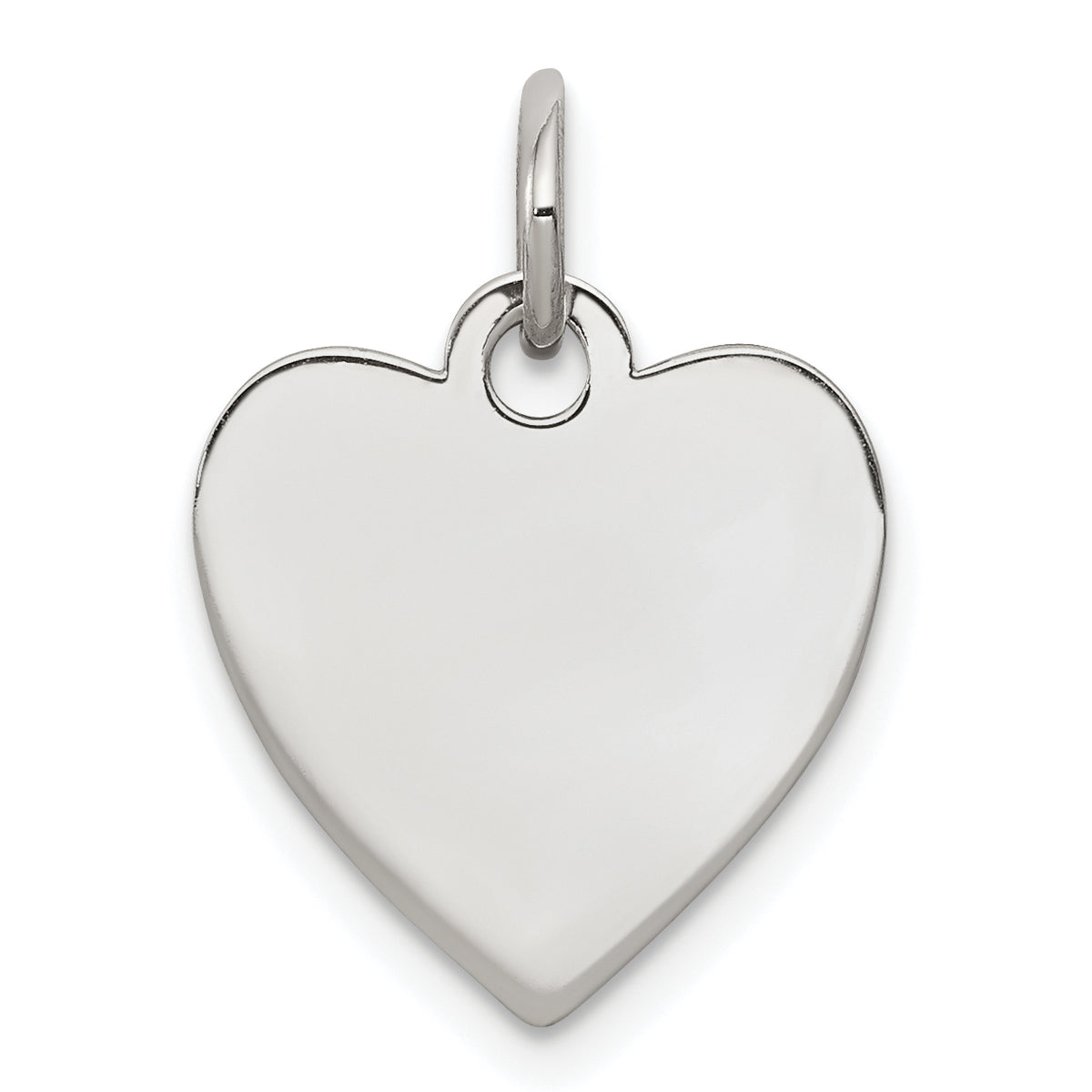 SS Rh-plt Engraveable Heart Polished Front/Satin Back Disc Charm