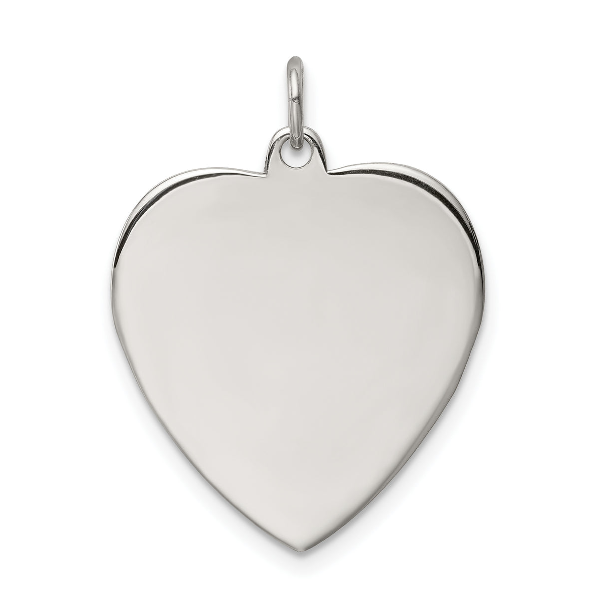 SS Rh-plt Engraveable Heart Polished Front/Satin Back Disc Charm