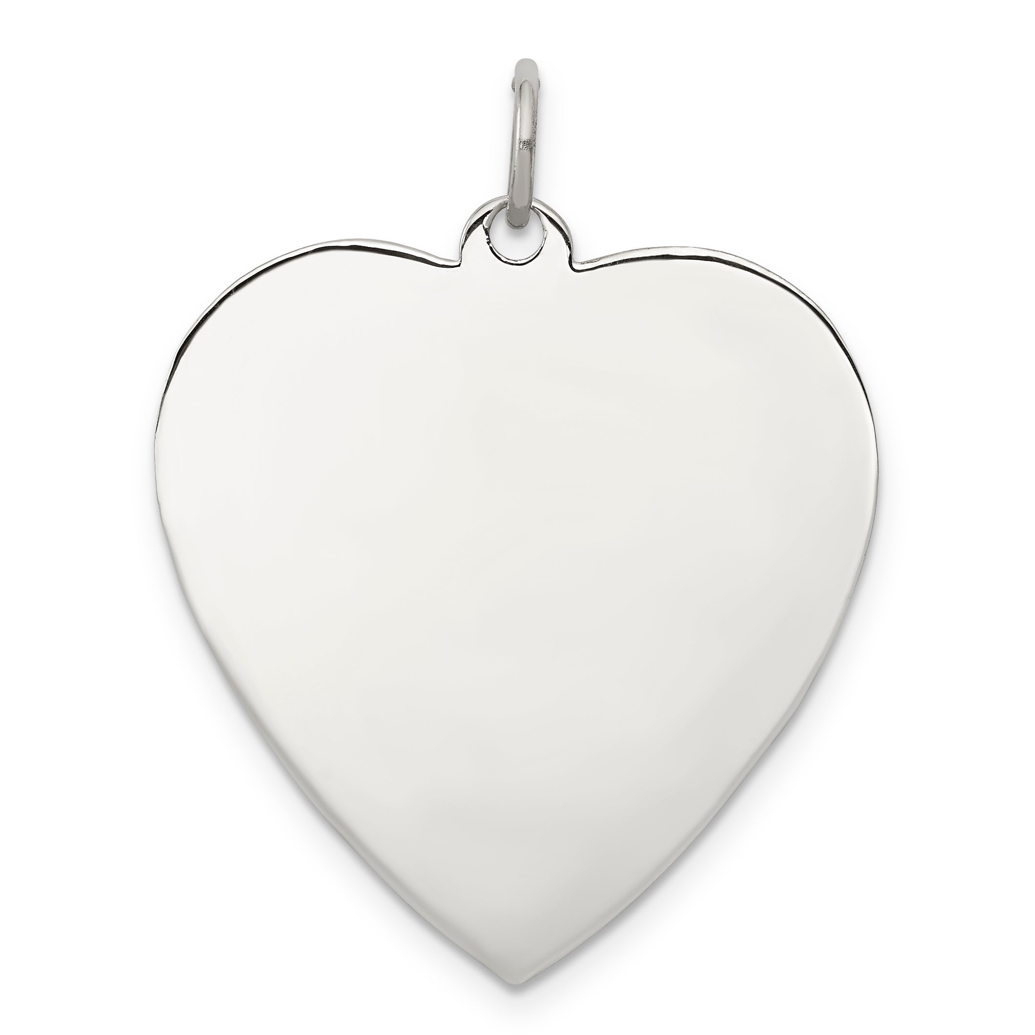 Sterling Silver Rhod-plated Eng. Heart Polish Front/Satin Back Disc Charm