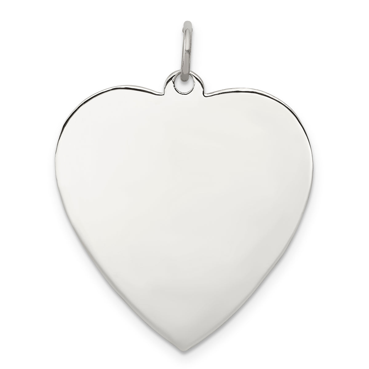 SS Rh-plt Engraveable Heart Polished Front/Satin Back Disc Charm