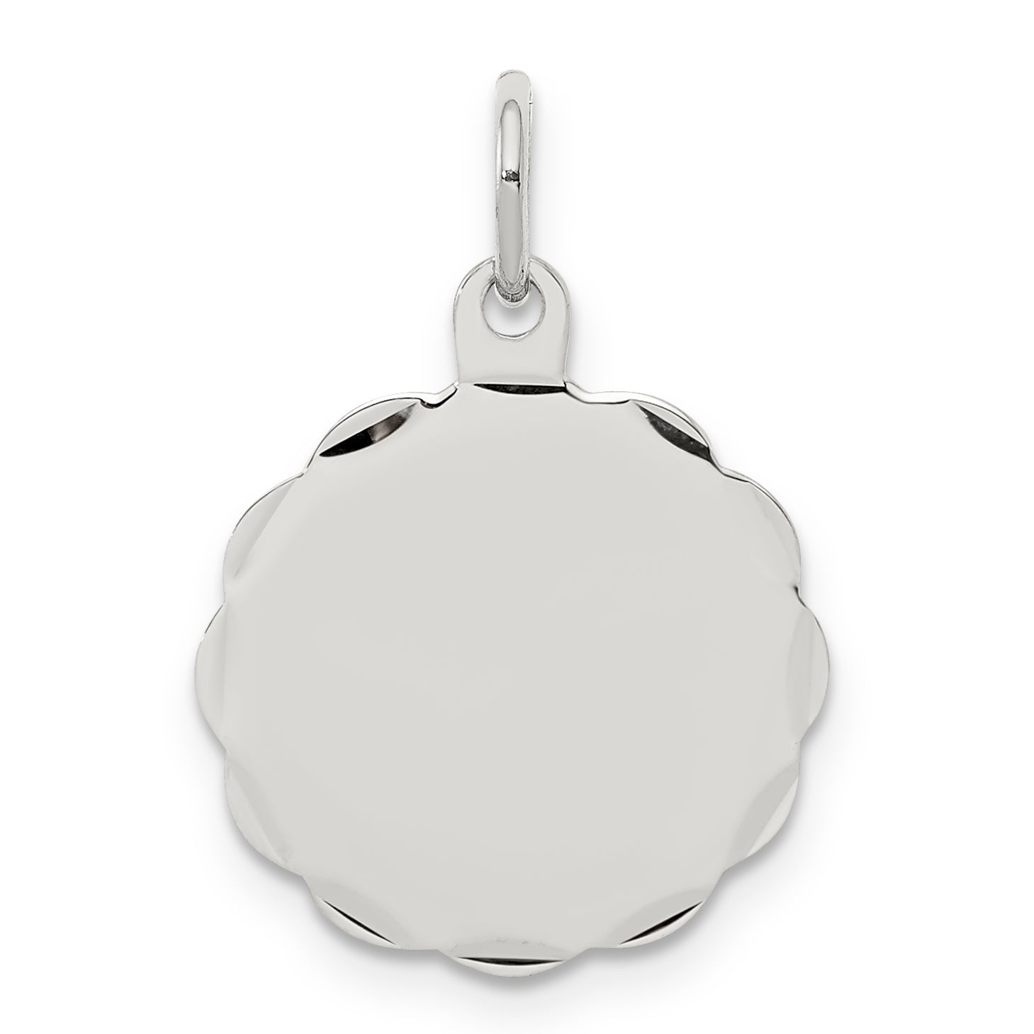 Sterling Silver Rh-plt Engraveable Polished Front/Satin Back Disc Charm