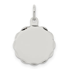 Sterling Silver Rh-plt Engraveable Polished Front/Satin Back Disc Charm