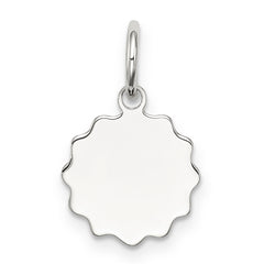 Sterling Silver Rh-plt Engraveable Polished Front/Satin Back Disc Charm