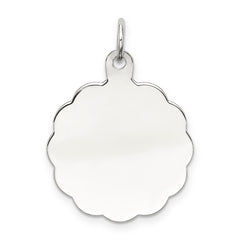 Sterling Silver Rh-plt Engraveable Polished Front/Satin Back Disc Charm