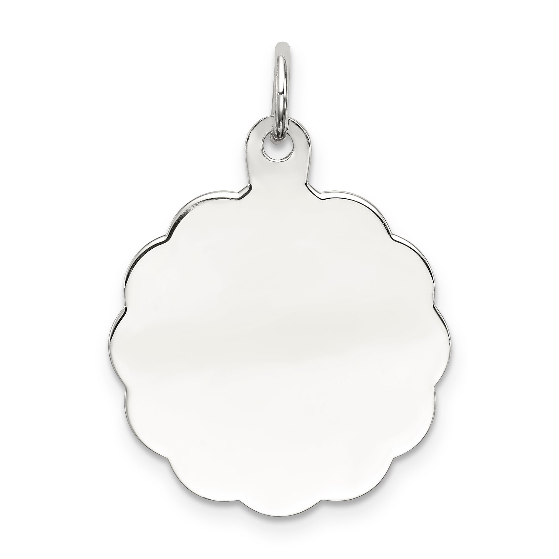 Sterling Silver Rh-plt Engraveable Polished Front/Satin Back Disc Charm