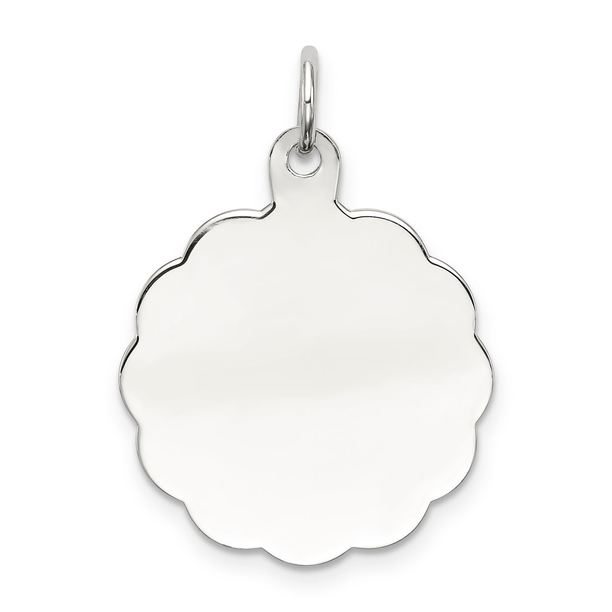 Sterling Silver Rh-plt Engraveable Polished Front/Satin Back Disc Charm