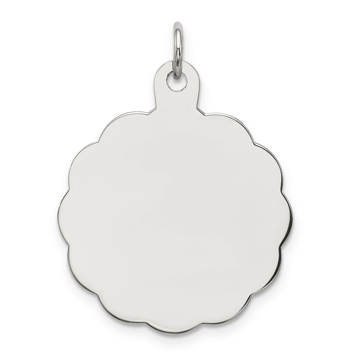 Sterling Silver Rh-plt Engraveable Polished Front/Satin Back Disc Charm