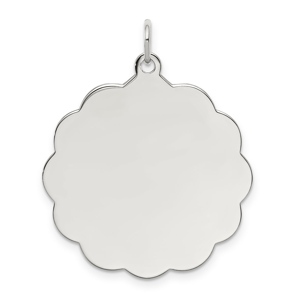 Sterling Silver Rh-plt Engraveable Polished Front/Satin Back Disc Charm