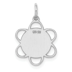 Sterling Silver Rh-plt Engravable Polished Front/Satin Back Disc Charm