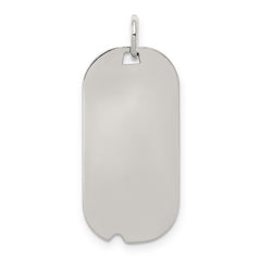 SS Rh-plt Engraveable Dog Tag Polished Front/Satin Back Disc Charm