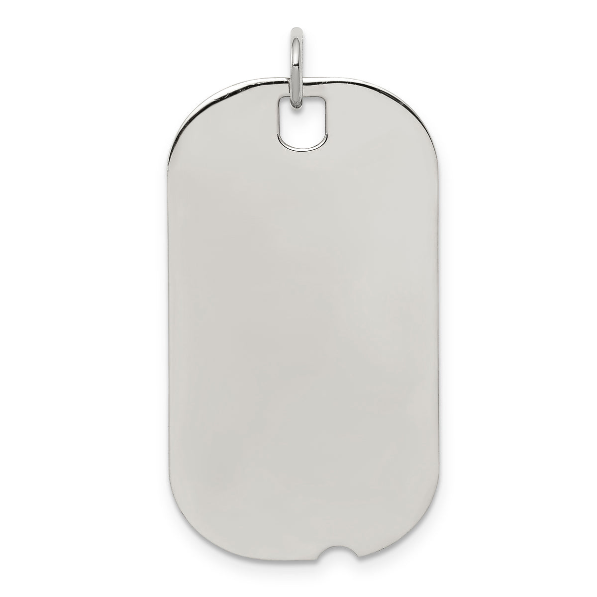 SS Rh-plt Engraveable Dog Tag Polished Front/Satin Back Disc Charm