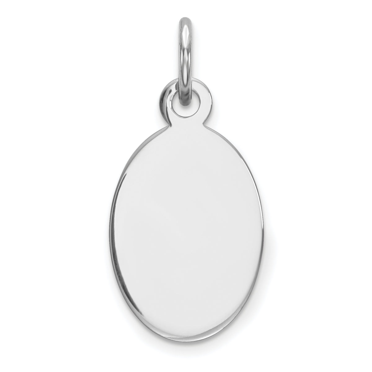 Sterl Silver Rh-plt Engraveable Oval Polished Front/Satin Back Disc Charm