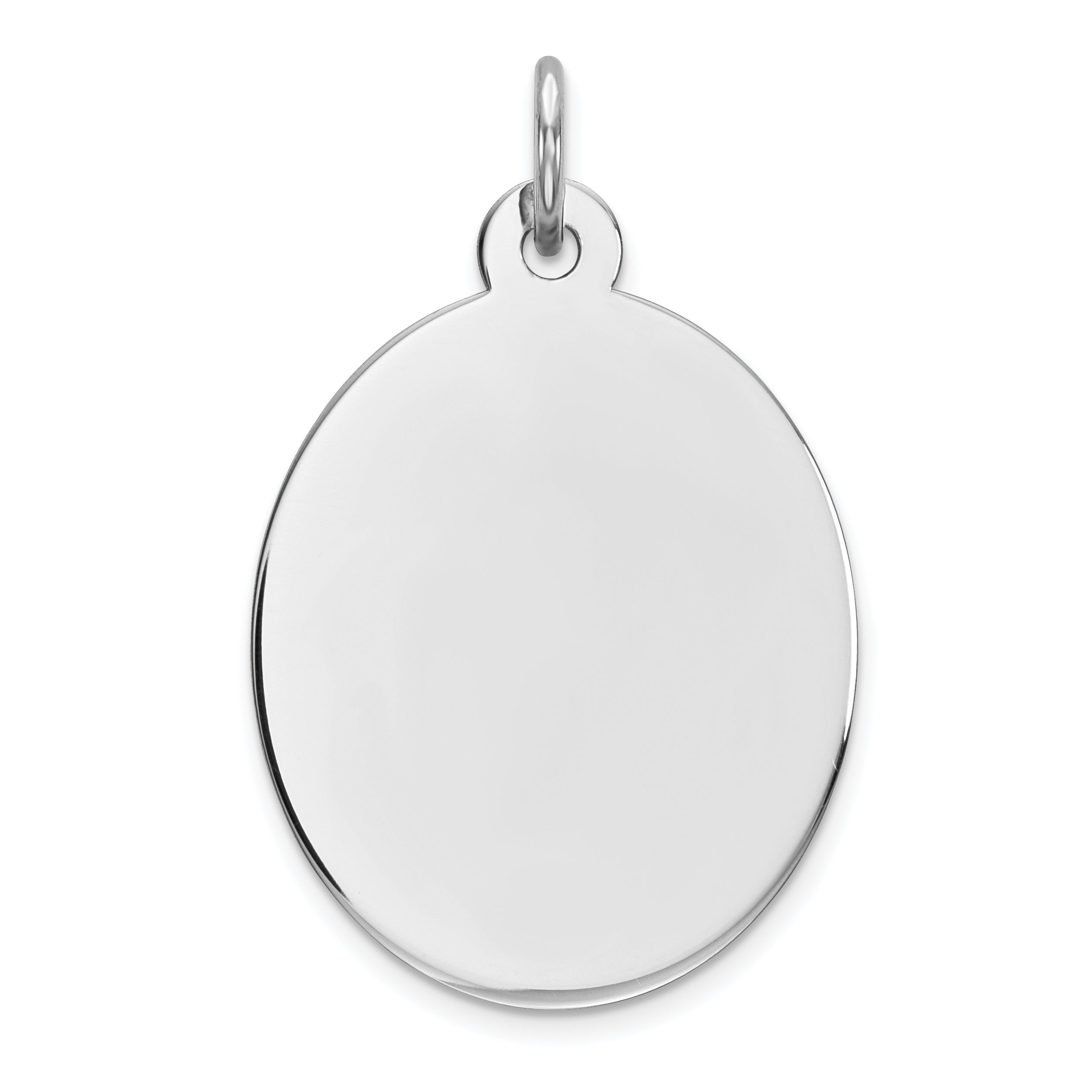 Sterling Silver Rhod-plate Eng. Oval Polish Front/Satin Back Disc Charm