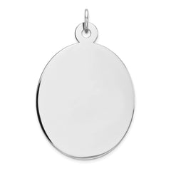 Sterling Silver Rhod-plate Eng. Oval Polish Front/Satin Back Disc Charm