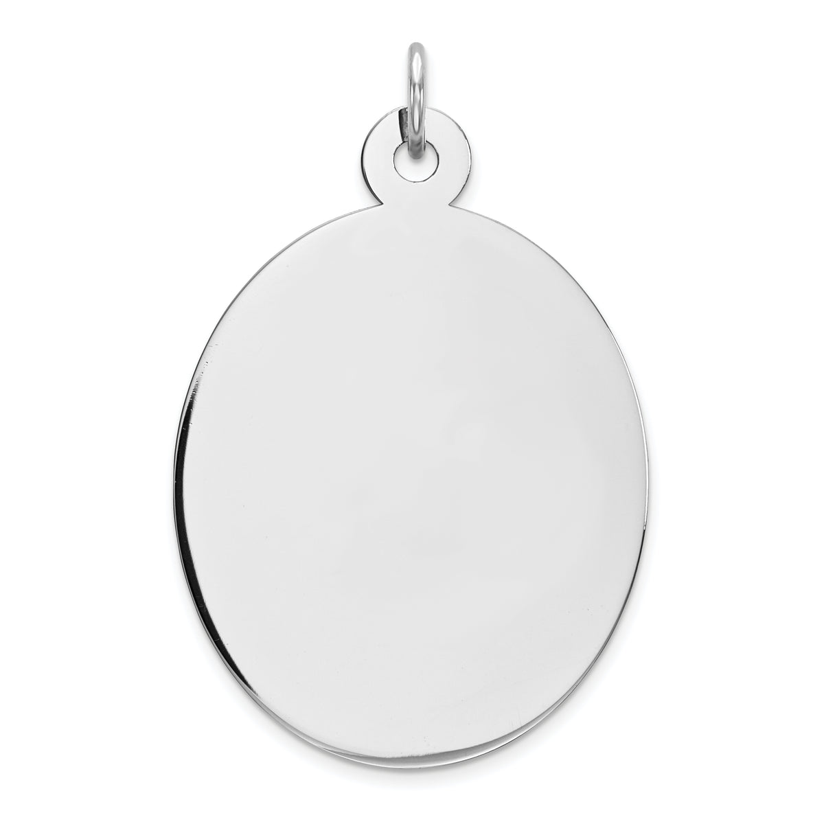 Sterling Silver Rhod-plate Eng. Oval Polish Front/Satin Back Disc Charm