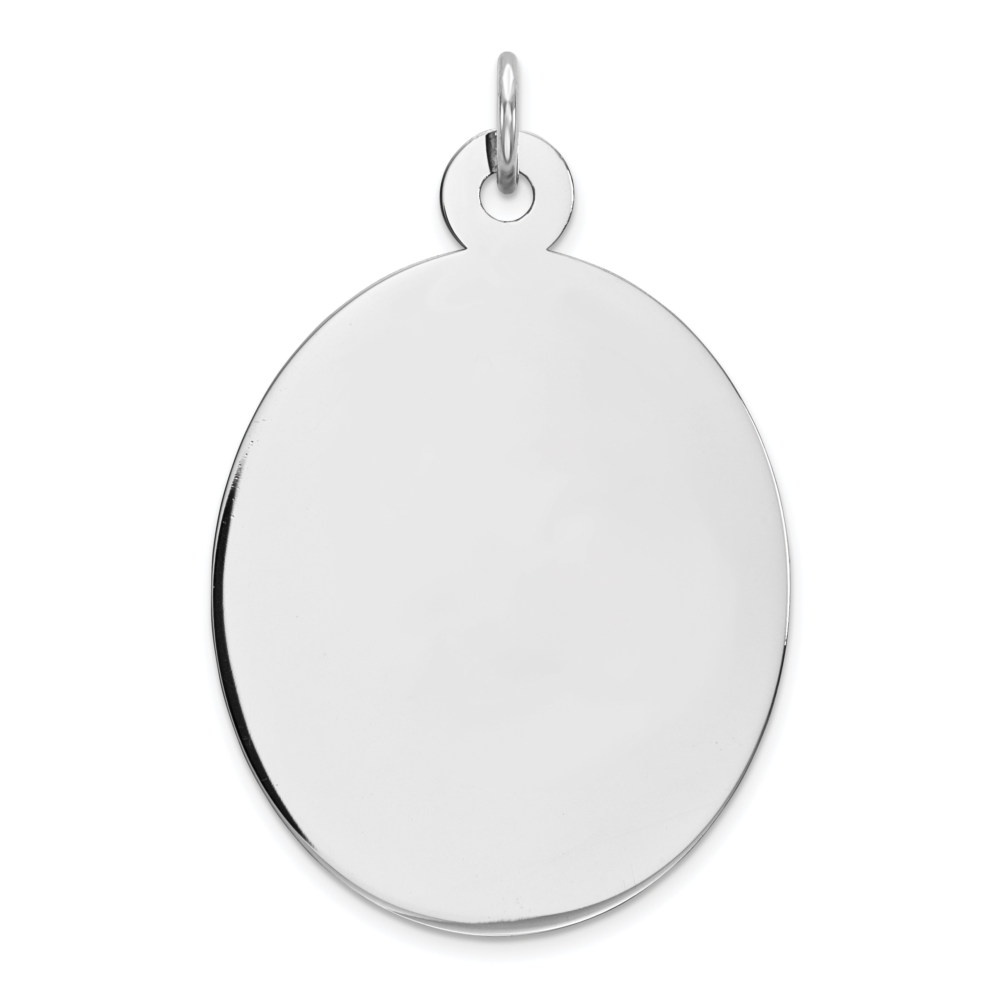 Sterling Silver Rhod-plate Eng. Oval Polish Front/Satin Back Disc Charm