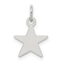 Sterling Silver Rhodium-plated Engraveable Star Disc Charm