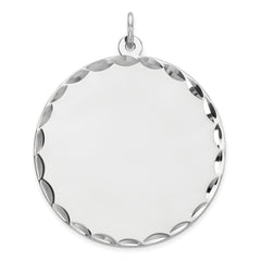 Sterling Silver Rhod-plated Eng. Rnd Polish Front/Satin Back Disc Charm