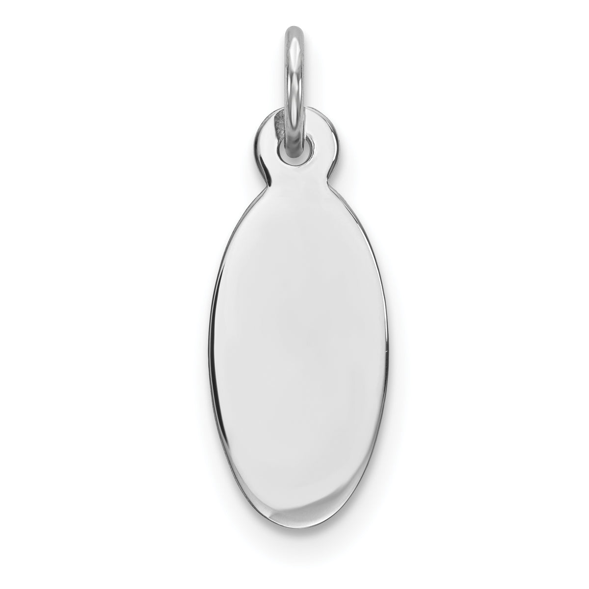 Sterling Silver Rhod-plate Eng. Oval Polish Front/Satin Back Disc Charm