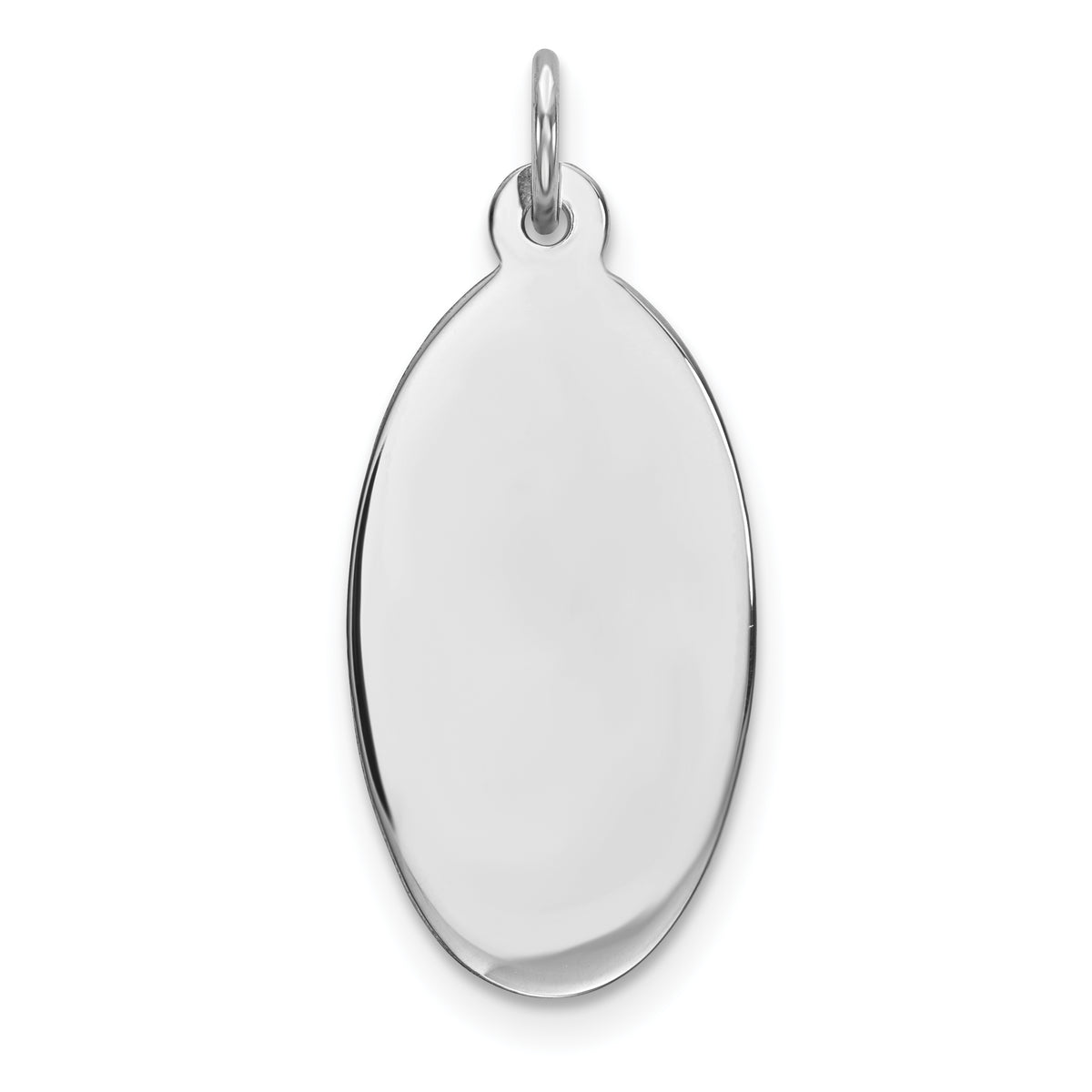 Sterling Silver Rhod-plate Eng. Oval Polish Front/Satin Back Disc Charm