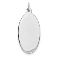 Sterling Silver Rhod-plate Eng. Oval Polish Front/Satin Back Disc Charm