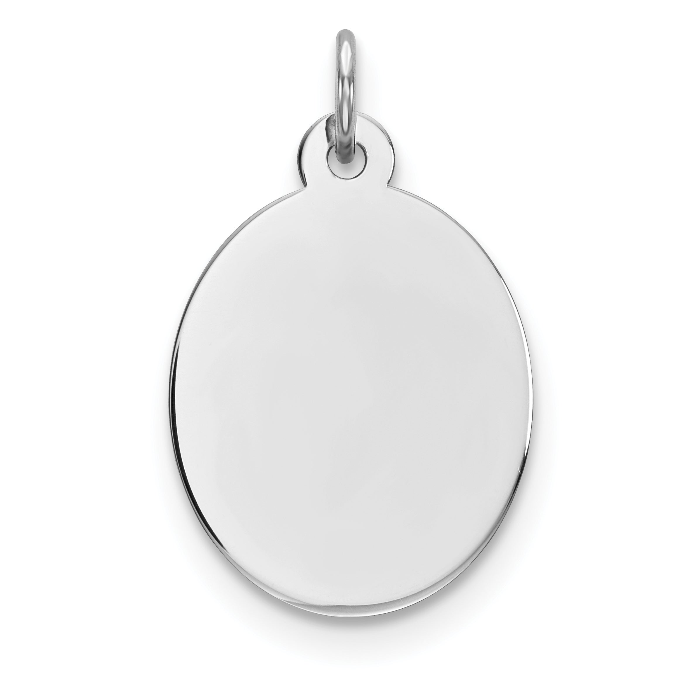 Sterling Silver Rhod-plate Eng. Oval Polish Front/Satin Back Disc Charm