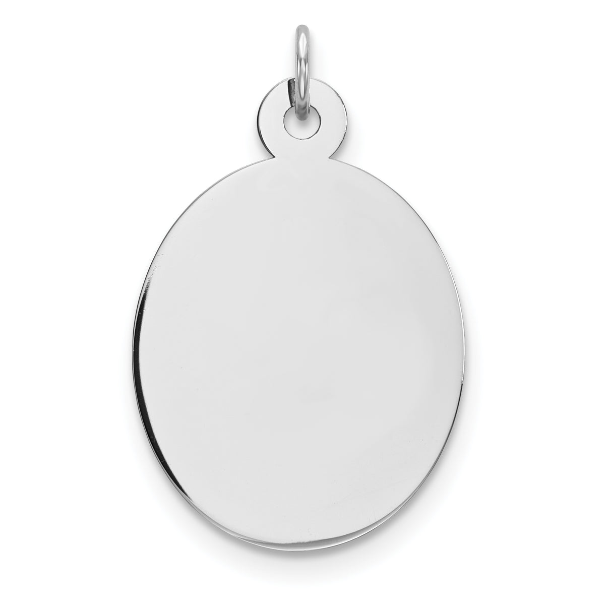 Sterling Silver Rhod-plate Eng. Oval Polish Front/Satin Back Disc Charm