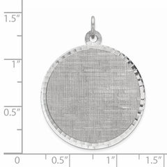 Sterling Silver Rhod-plated Eng. Rnd Patterned Polish Front/Satin Back Disc